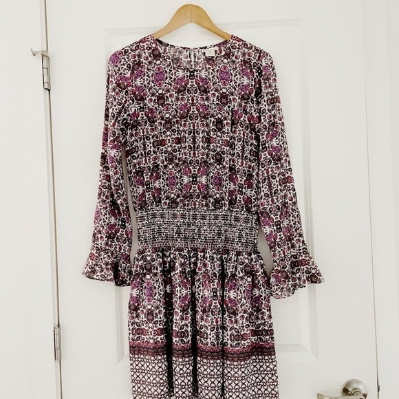 Shoshanna Alina Paisley Silk Dropwaist Mini Dress - Picture 1 of 10
